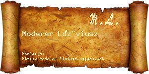 Moderer Líviusz névjegykártya